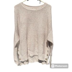 Joie Knit Tan Pullover Button Accent Sweater